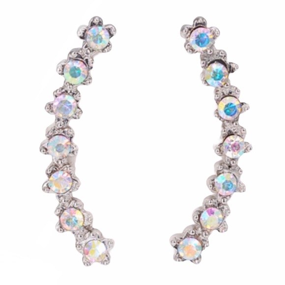 Dainty Floral Ear Climber Crawler Earrings - Picture 2 of 2